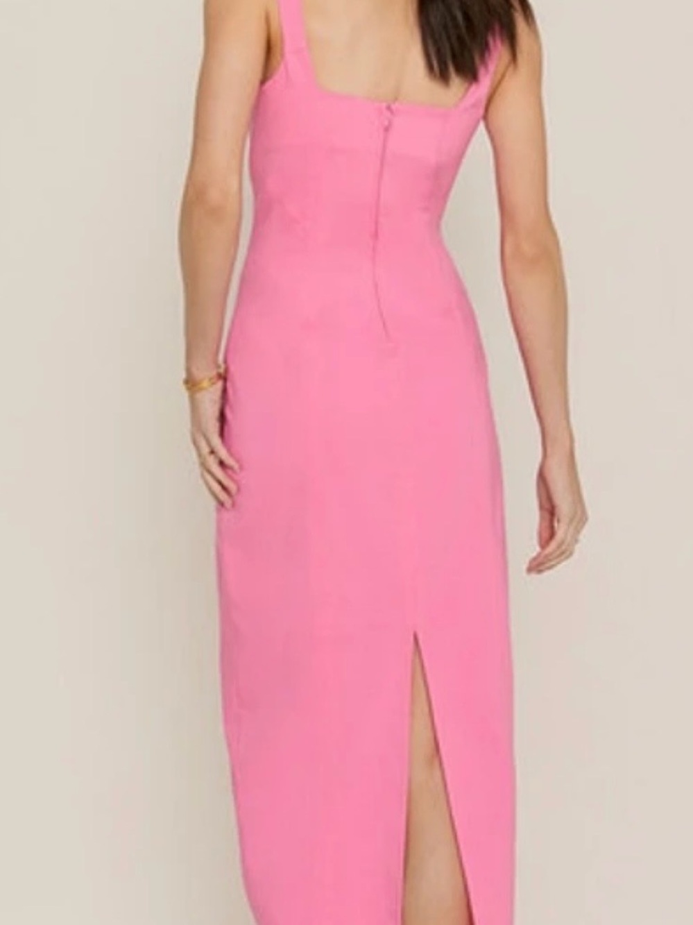 miami Pink Sleeveless Maxi Dress with Back Zip and Center Slit